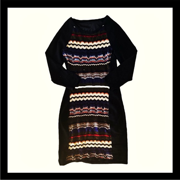 🎉HP🎉Women’s Laundry By Shelli Segal Long Sleeve Lined Bodycon Boho Sweater Dress - Picture 3 of 7